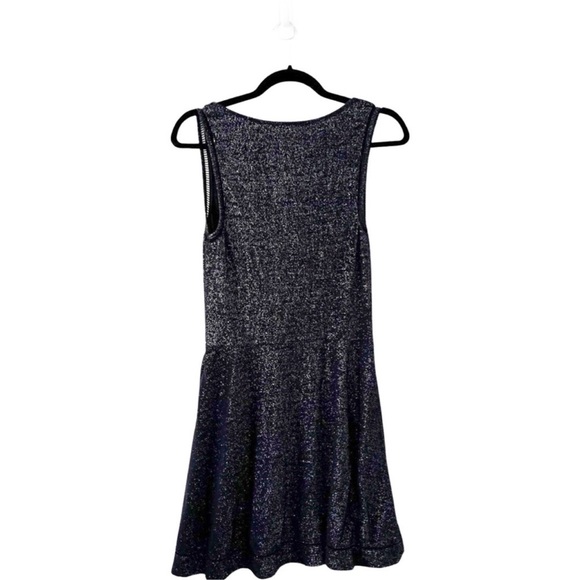 Sanctuary V-neck Lure Metallic Cocktail Mini Black Dress Medium Anthropologie - Picture 3 of 5